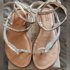 Gold snaked embossed leather sandal